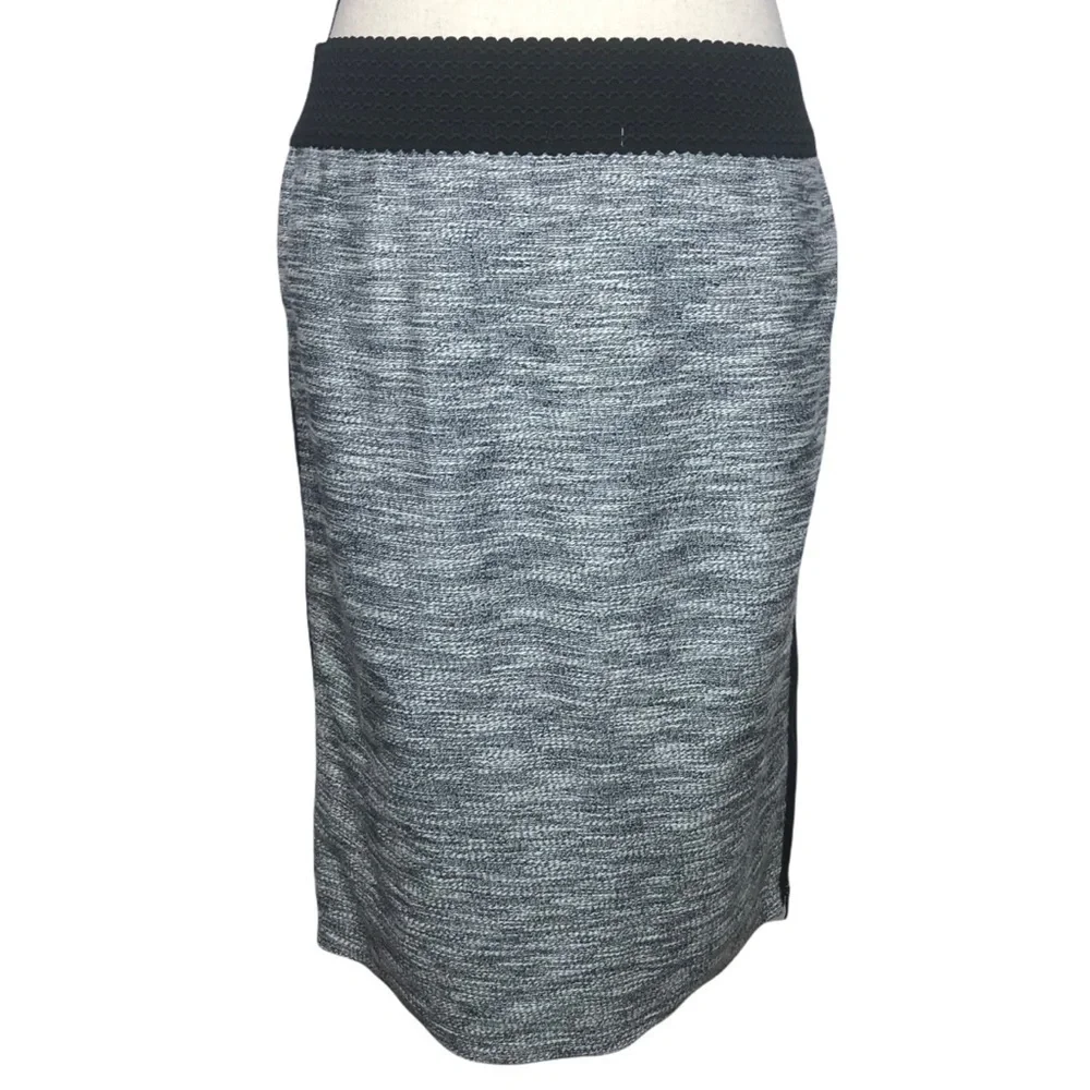 Anthropologie Leifsdottir Black‎ White Cloud Deck Tweed Pencil Skirt