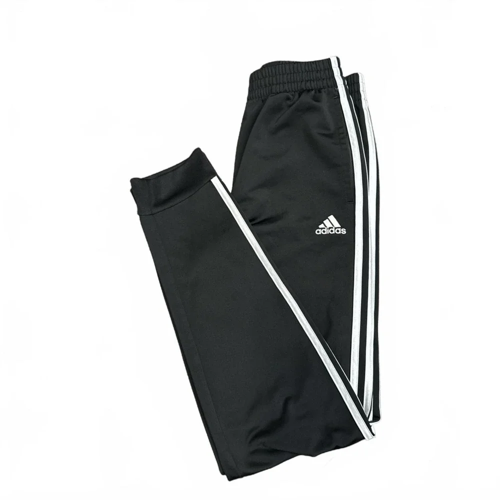 Adidas Joggers 3-Stripe Tricot Black Size L 14/16 Kids Athletic Training‎ Pants