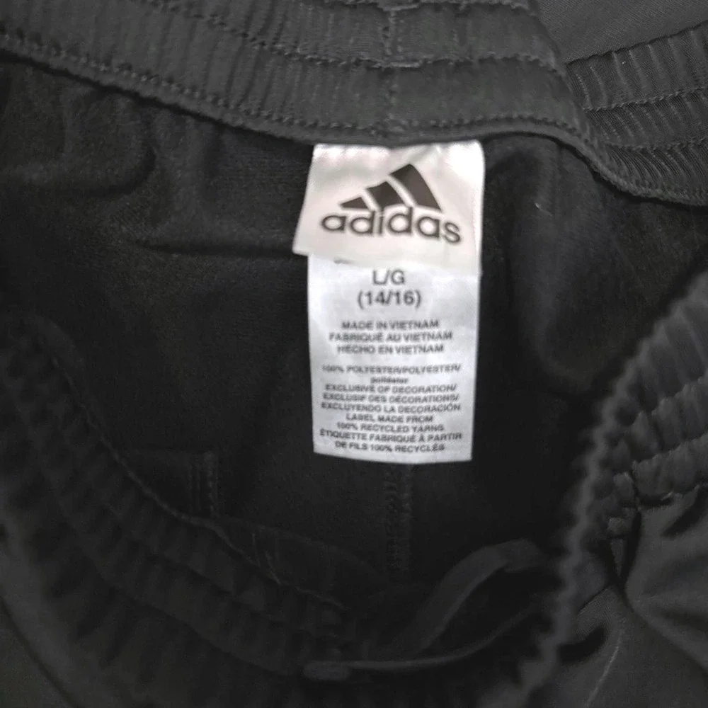 Adidas Joggers 3-Stripe Tricot Black Size L 14/16 Kids Athletic Training‎ Pants