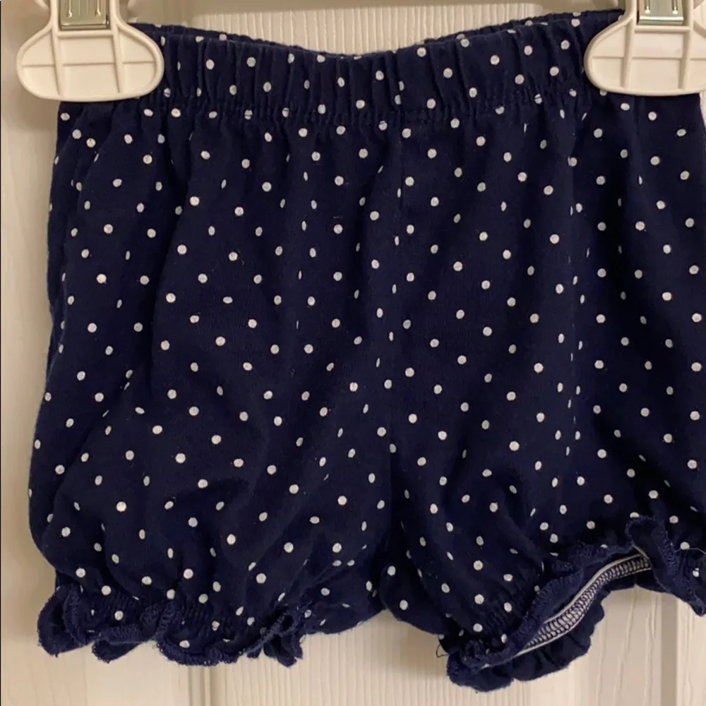 Carter’s Blue Polka Dot Cotton Bloomers Red Strawberry on Backside Size 9 mo