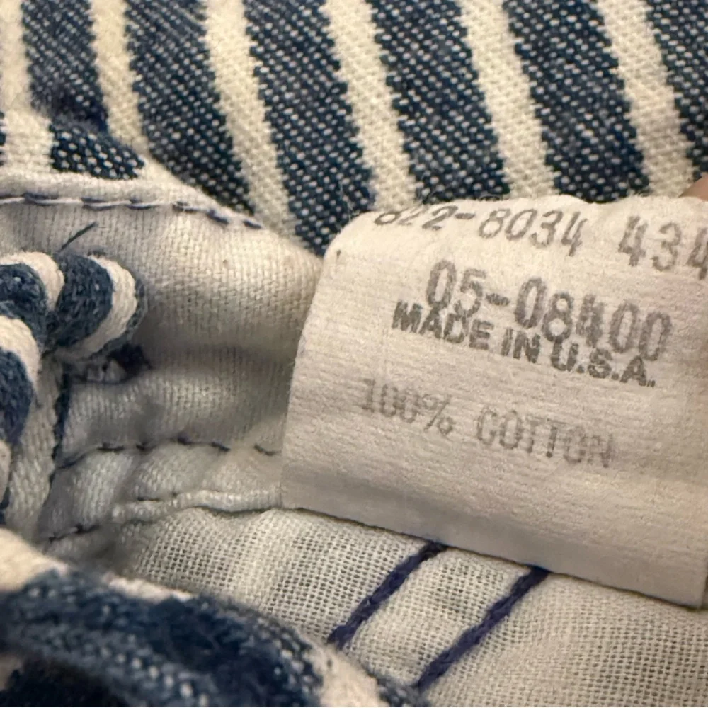 Vintage OshKosh B'gosh‎ Navy White Striped Overalls  Vestback Made in USA