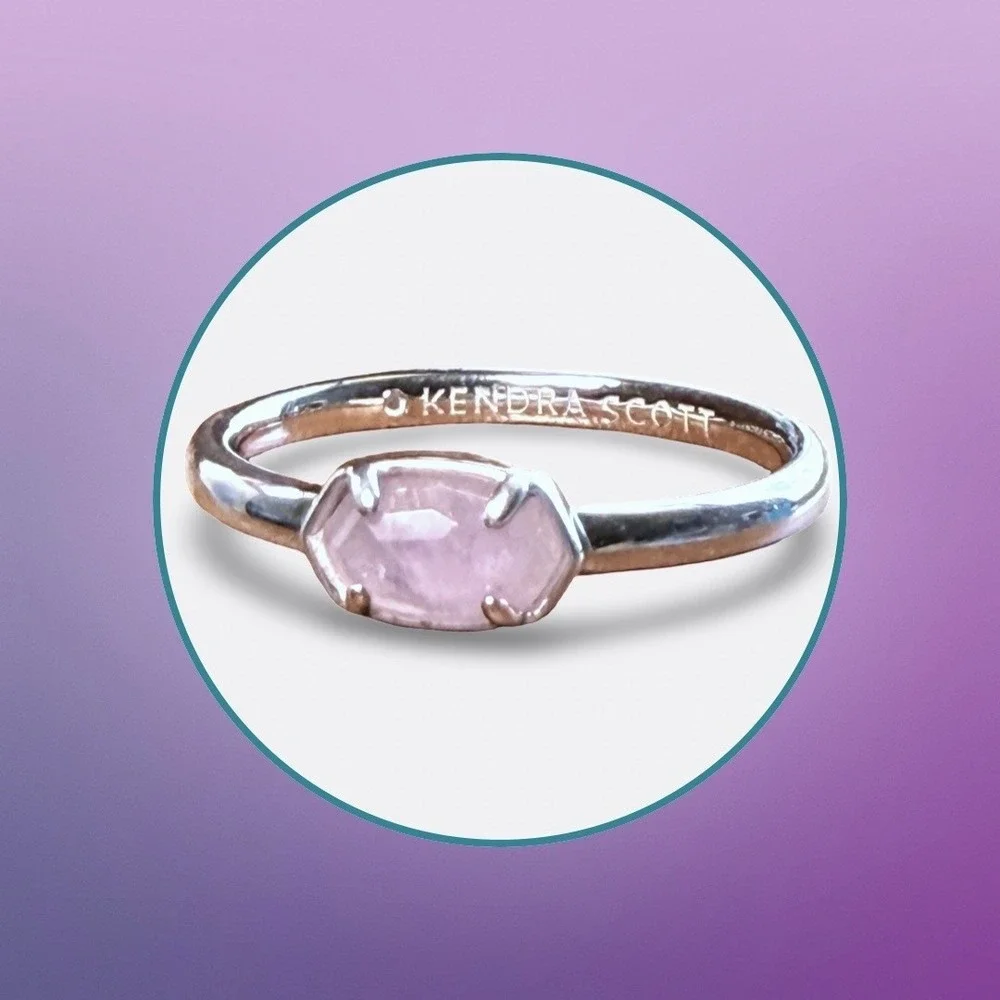 Kendra Scott Stackable Amethyst Stone Ring 7.25 Lavender Silver Dainty Retired‎