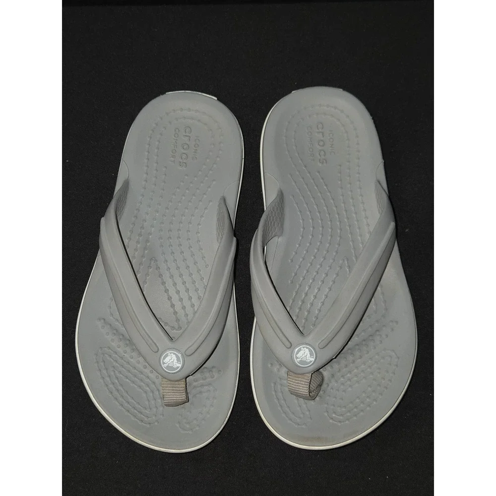 Crocs‎ Kids Gray Flip Flops Sandals Beach Pool Lightweight Size 9C