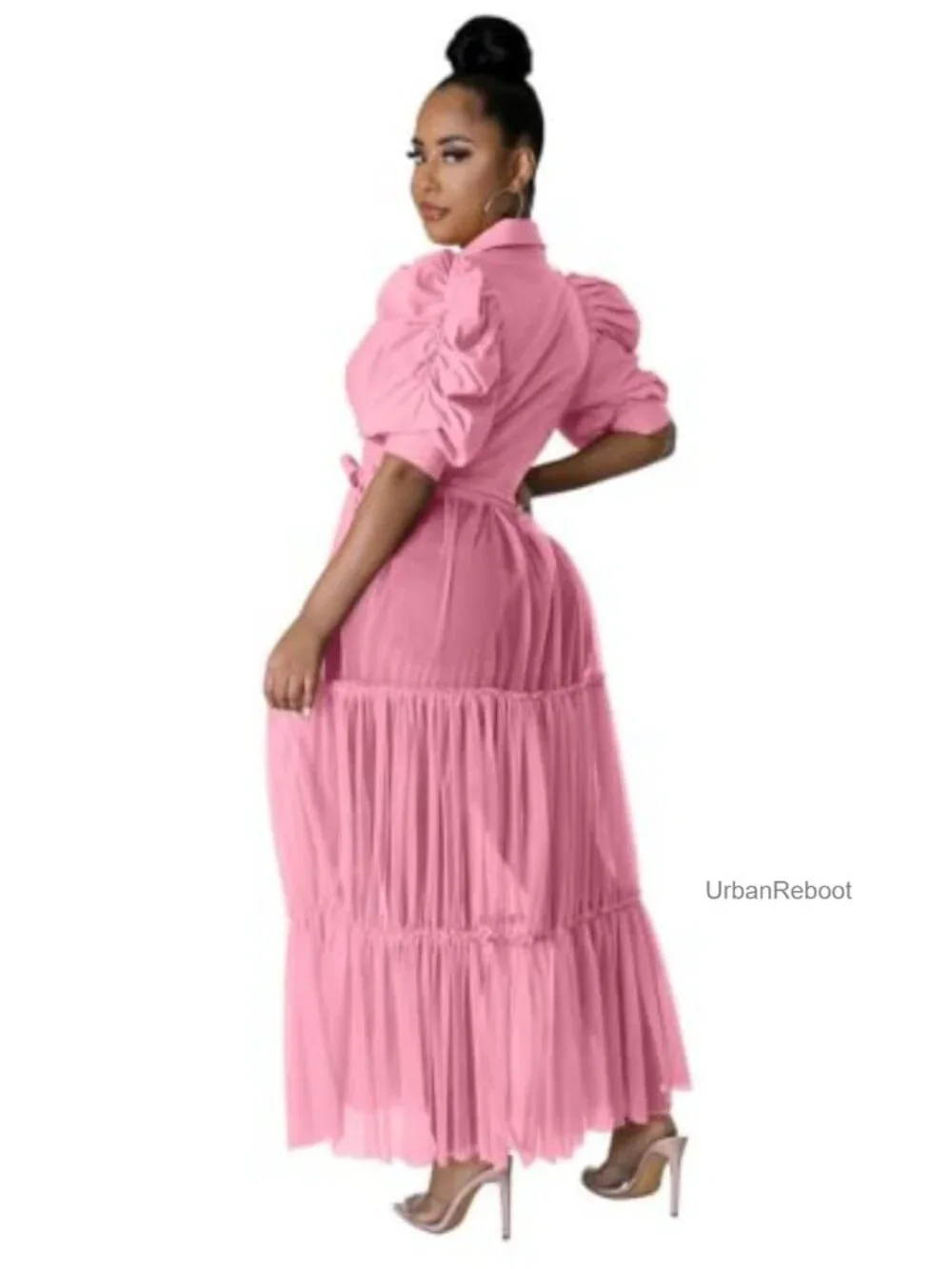 Ruffle Blouse Asymmetrical Tunic Dress with Belt