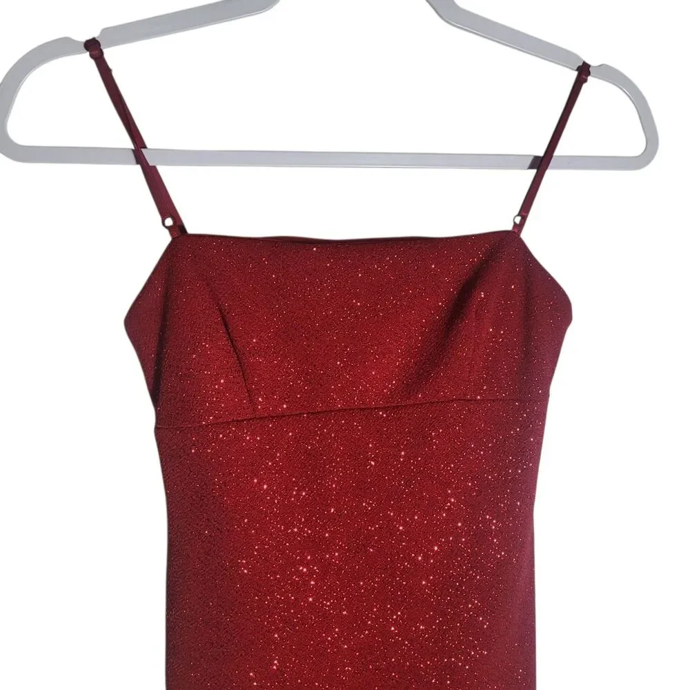 Jodi Kristopher Y2K Babydoll Dress Women's‎ Size XS Red Sparkle Vintage Holiday