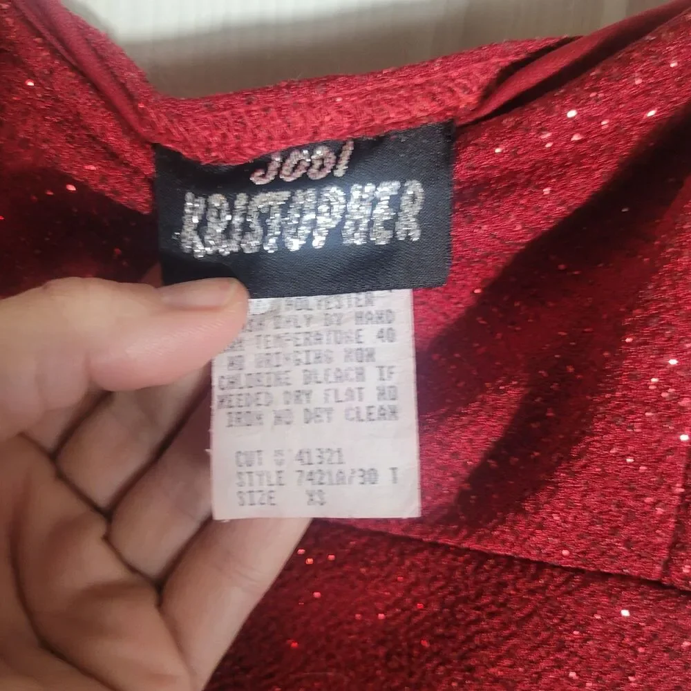 Jodi Kristopher Y2K Babydoll Dress Women's‎ Size XS Red Sparkle Vintage Holiday