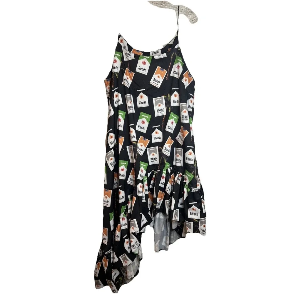 Rhude Pinks Vintage Cigaretta Silk Slip Dress Asymmetrical RARE‎ Sz Large