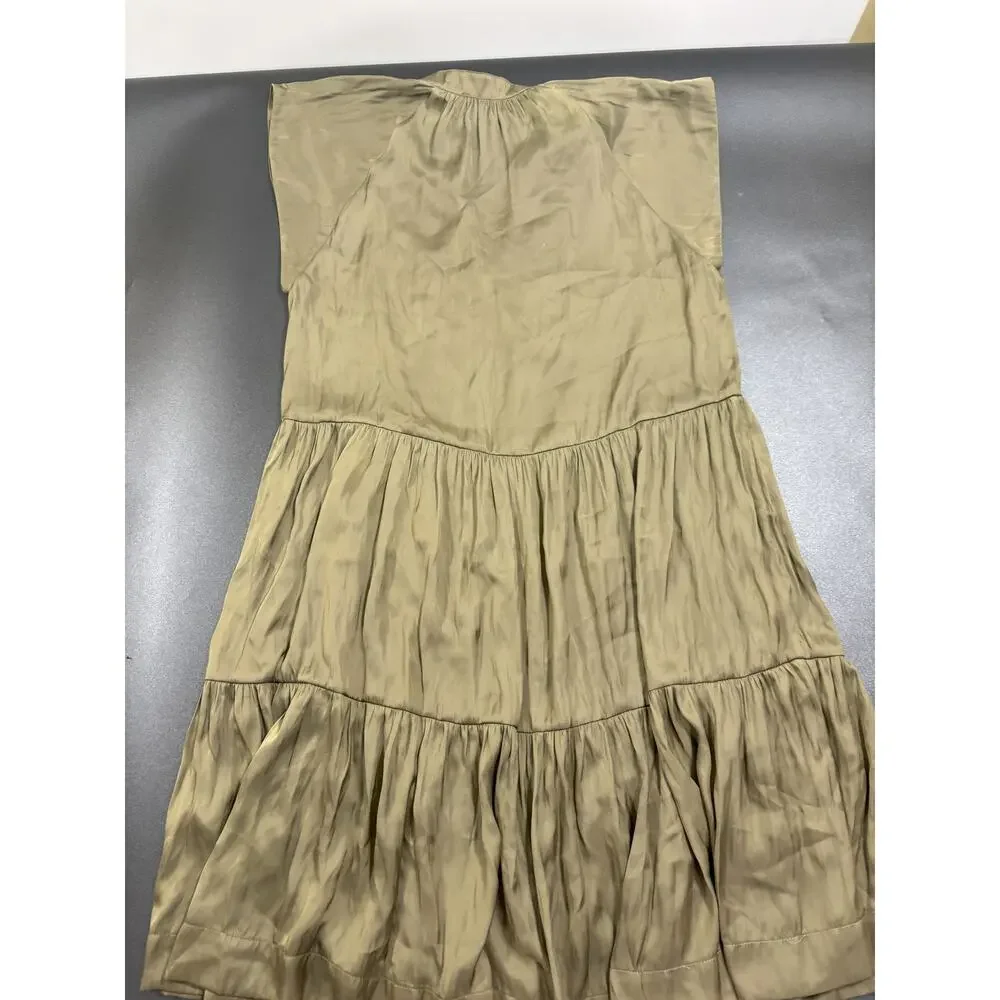 Zadig & Voltaire NWOT‎ Rito Tiered Satin Dress in Kaki Green Size XS MSRP $398
