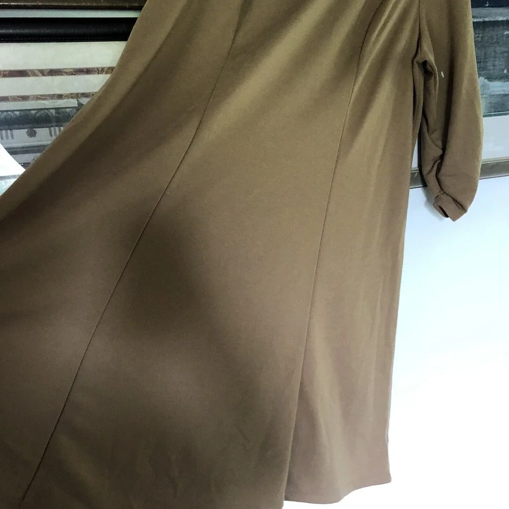 Susan Graver Brown Ponte Knit 3/4 Sleeve Top Women's Plus Size 2X A667
