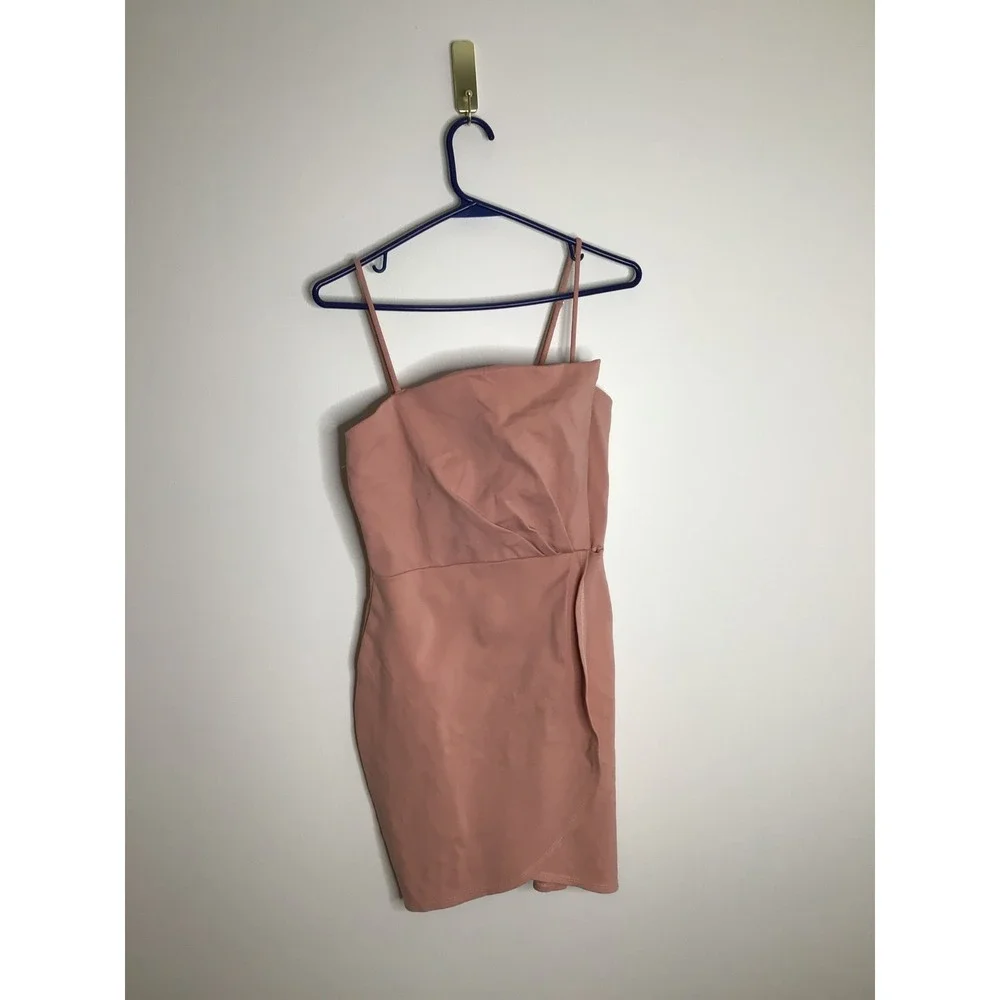 Lulus Mini Dress Womens Small Pink Excellent Wrap Bodycon Adjustable Straps