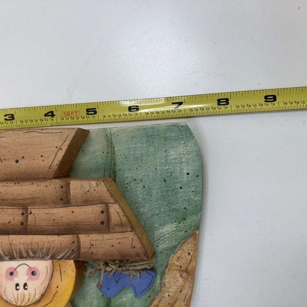Vtg Country Handmade‎ Mary Joseph Baby Jesus Major Nativity Wooden Handpainted