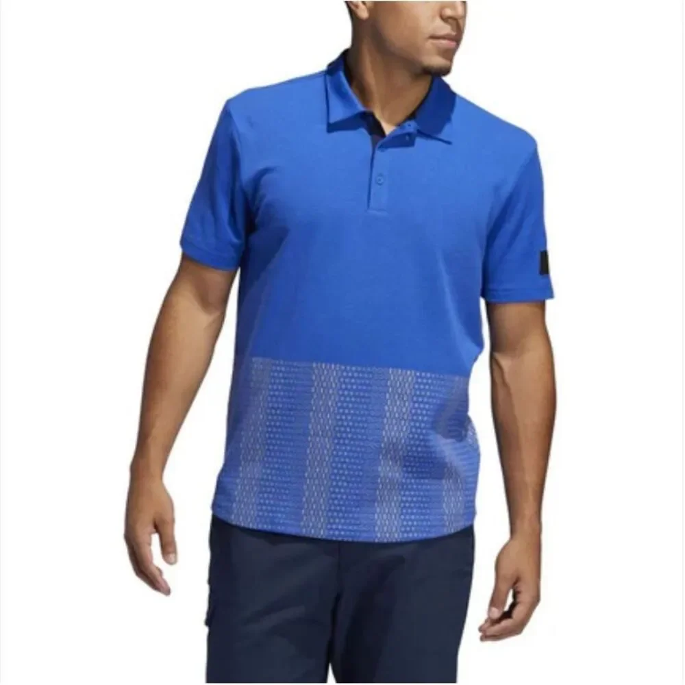NWT Adidas Adicross‎ Novelty Print Golf Polo Shirt Royal Blue Men's Large L