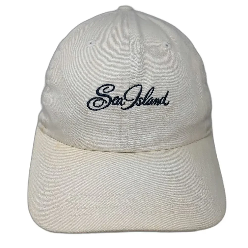 Ahead Sea Island Baseball Cap White One Size Embroidered Slideback Golf Hat