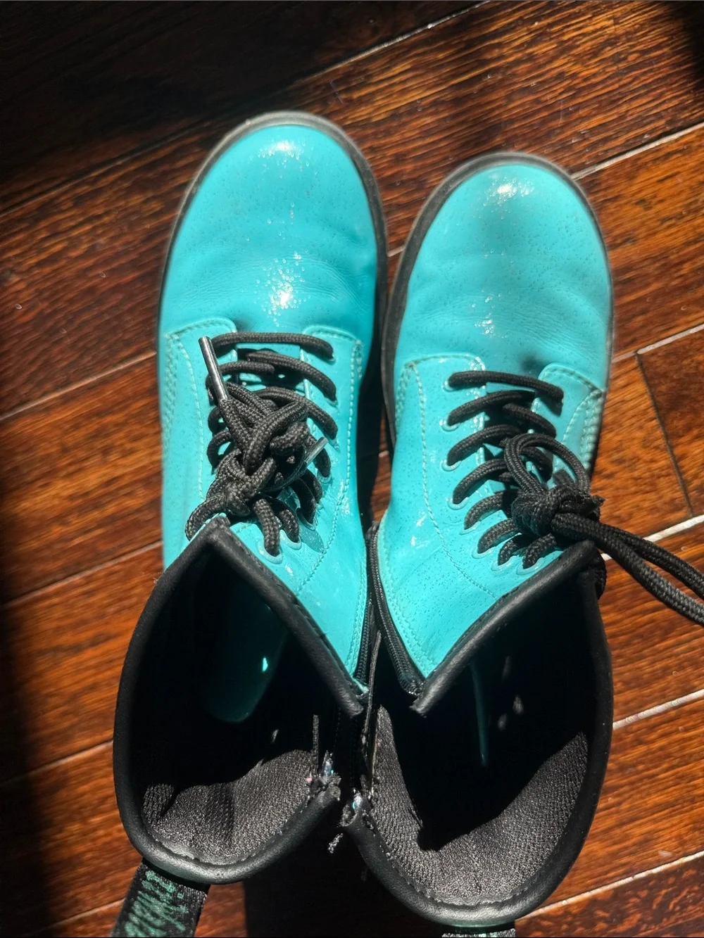Dr. Martens shiny teal