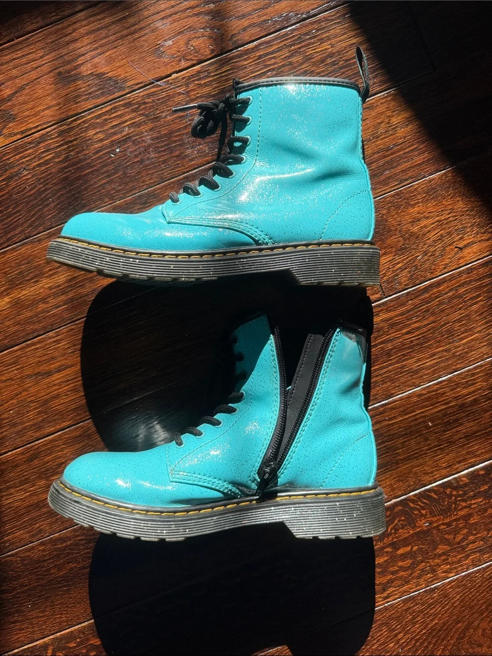 Dr. Martens shiny teal
