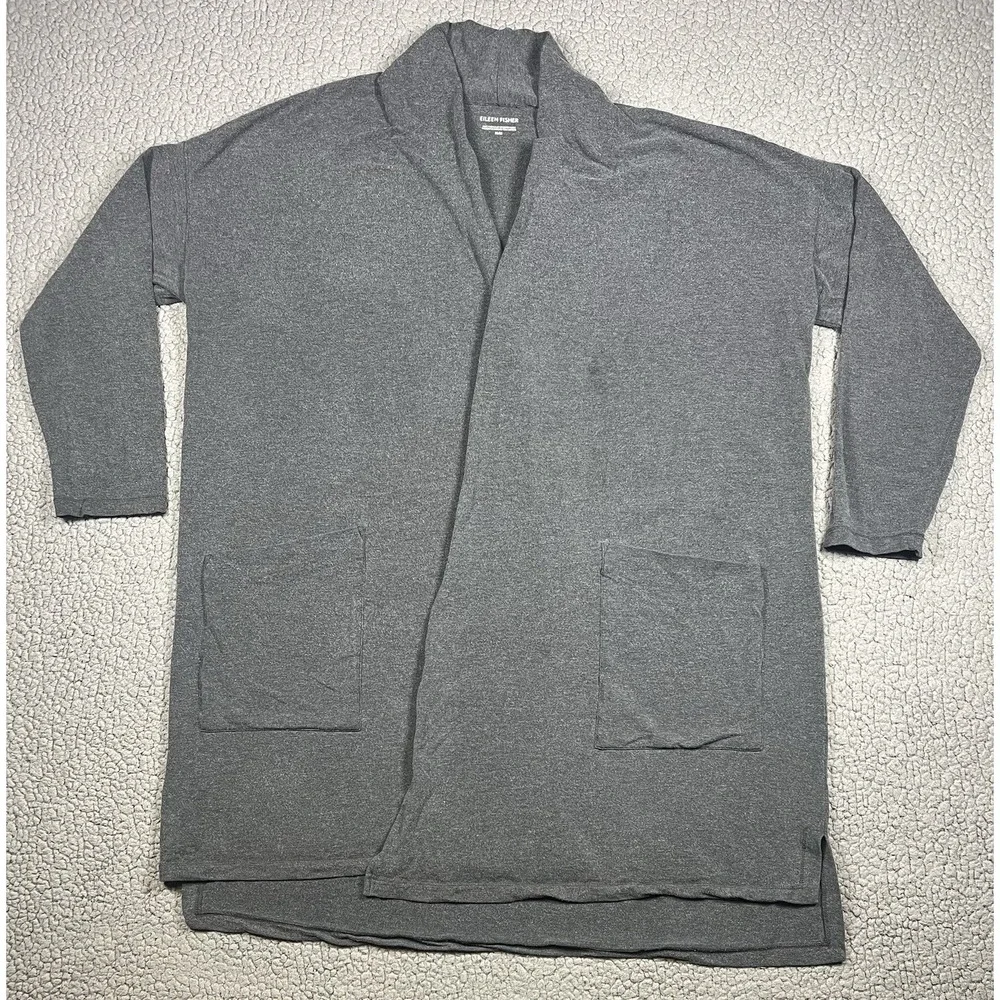 Eileen Fisher Open Front Cardigan Jacket Tencel‎ Blend Grey Women's Size Medium