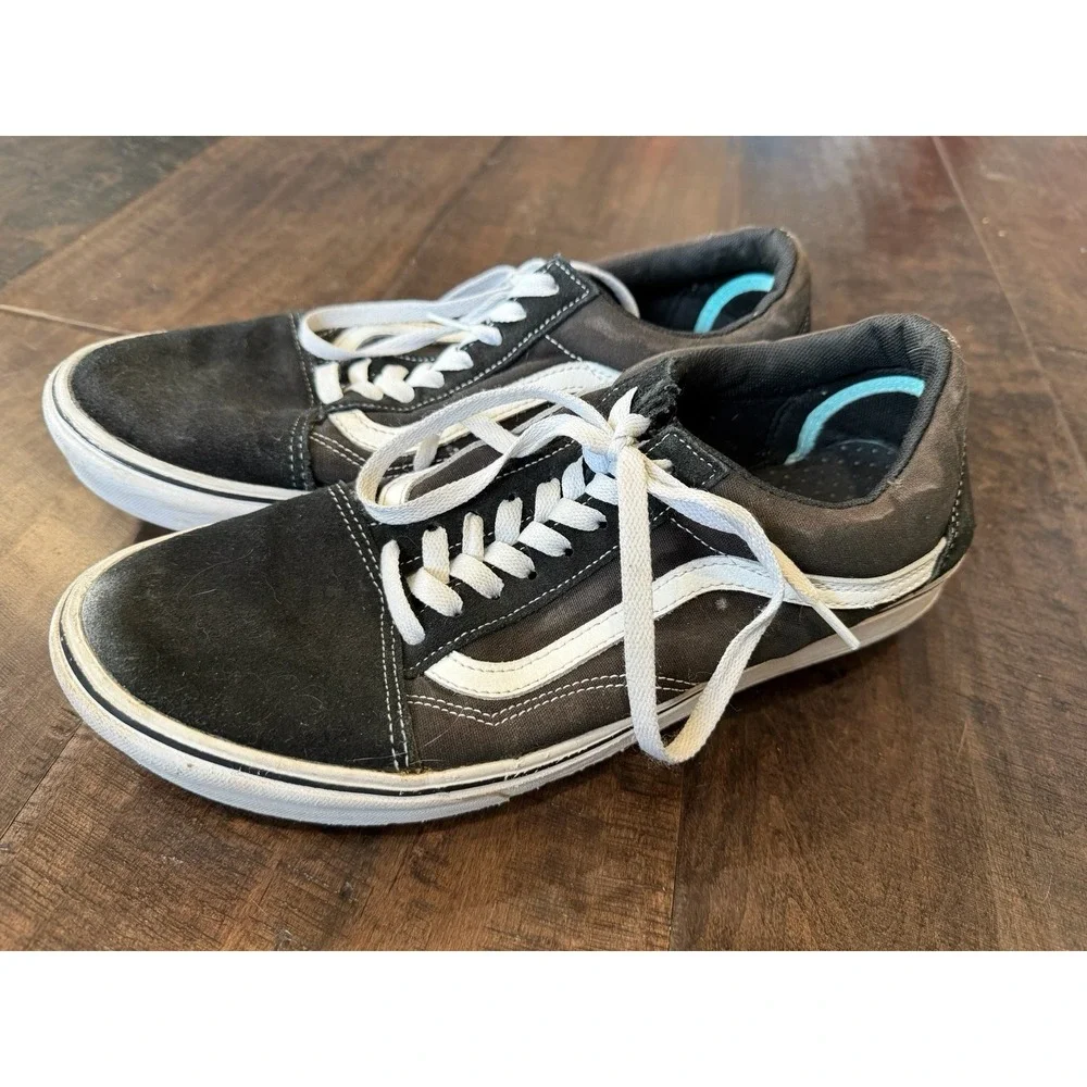 VANS Off the Wall Old Skool Low Top Black‎ Skate Shoes Men 11.5 Leather Toes