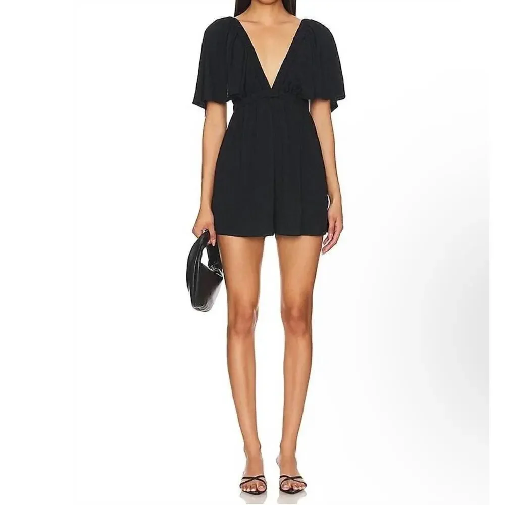 Free People Beach V-Neck Romper Women's Black Size Small Petite