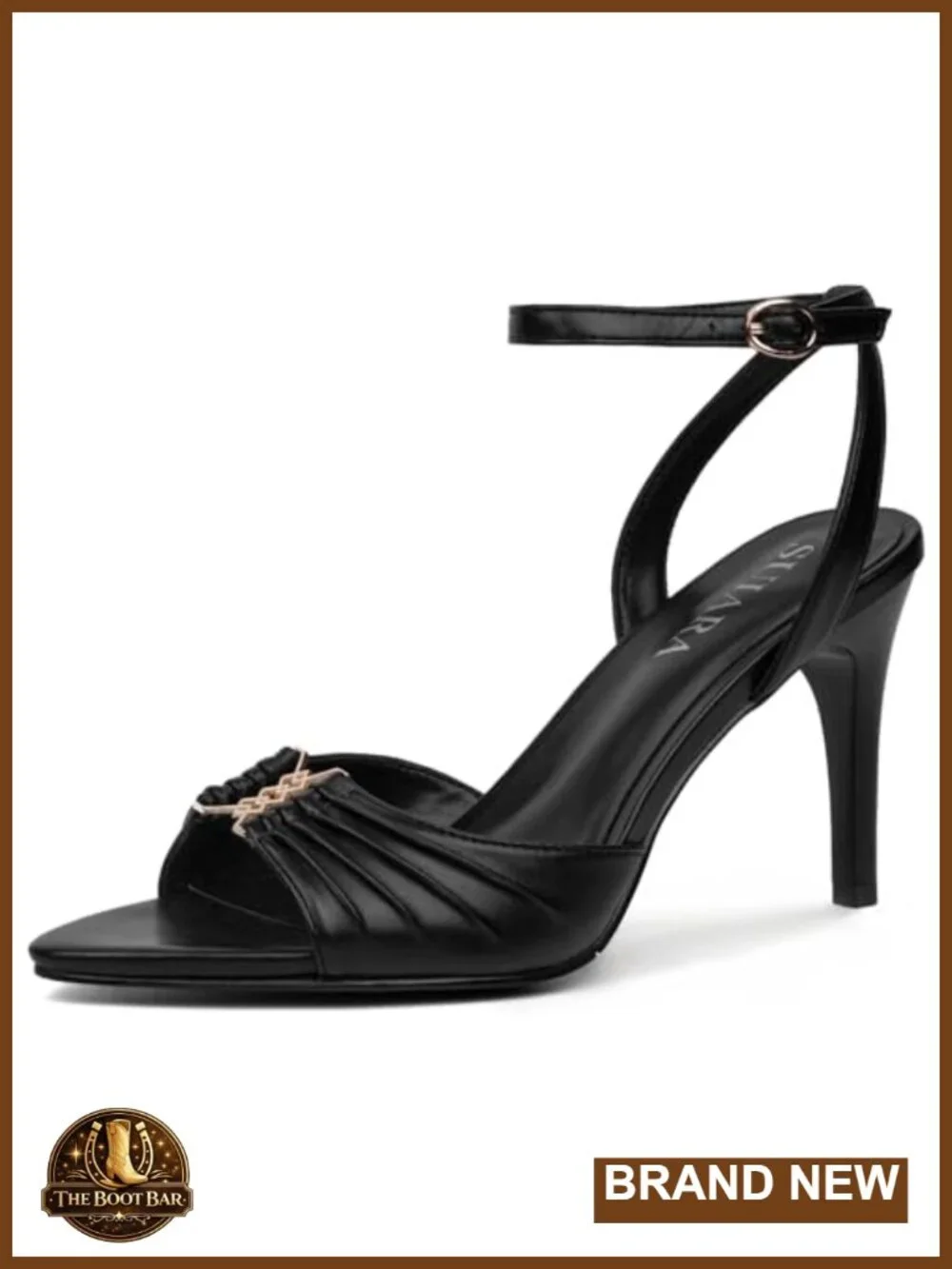 Pointed Peep Toe Stiletto Heeled Sandals with Adjustable Ankle Strap - PU