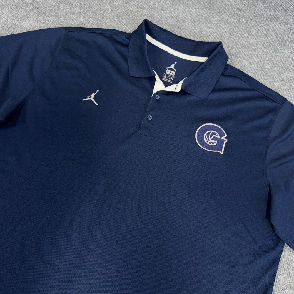 Georgetown Hoyas Nike Air Jordan Golf Polo Men 2XL Navy Blue Golf Dri-Fit Logo