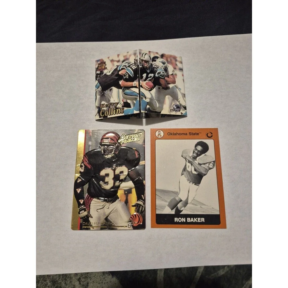 Vintage Football Card Lot Kerry Collins David Fulcher Ron Baker NFL College