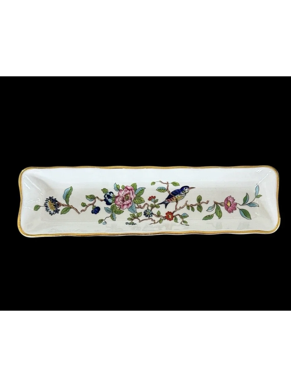 Vintage Aynsley Pembroke Trinket Pen Tray Dish Bird Flowers England Château Core