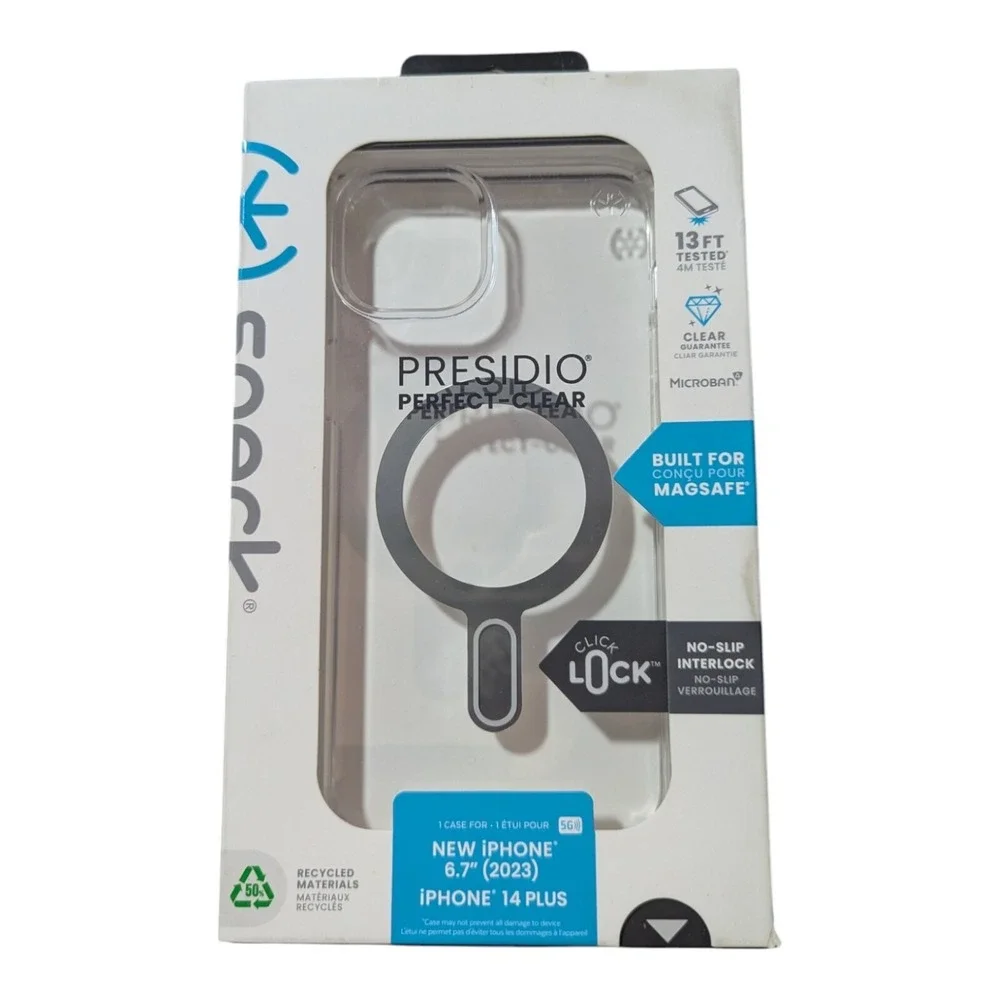 H8. Speck Presidio Perfect-Clear MagSafe Case for‎ Apple iPhone 14 Plus - Clear