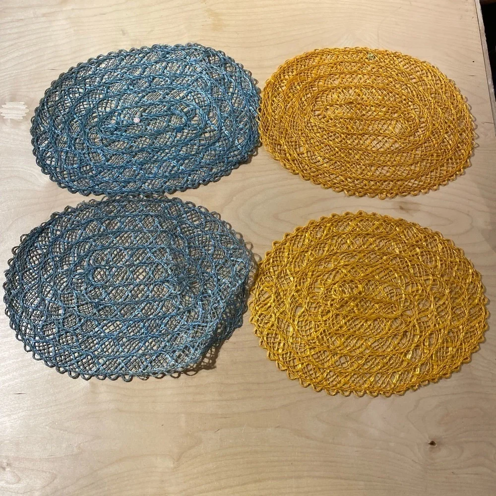 Blue and Yellow Woven Placemats Set of 4 (NE)