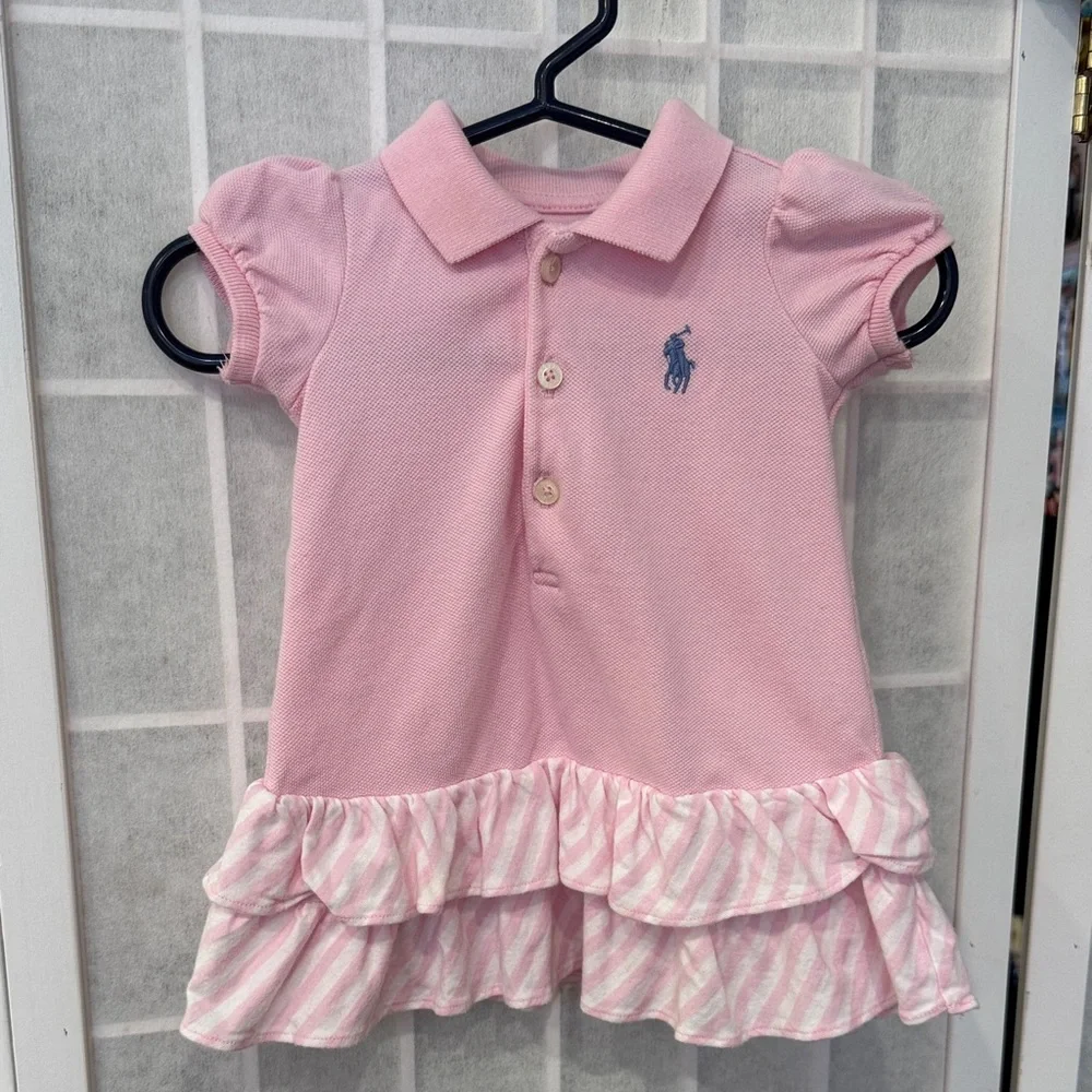 Pink Ralph Lauren Dress with Ruffle Detail Size 3M