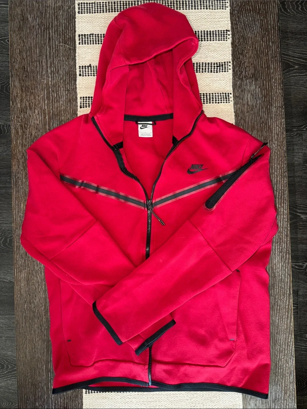 Nike Red Hooded Performance Jacket with Black Accents