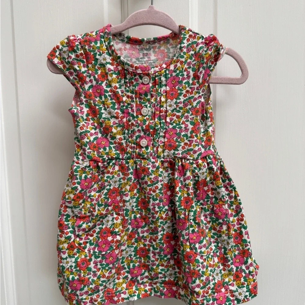 NWOT Carter’s 12M Girls Red Casual Sundress with Flutter Cap Short Sleeves