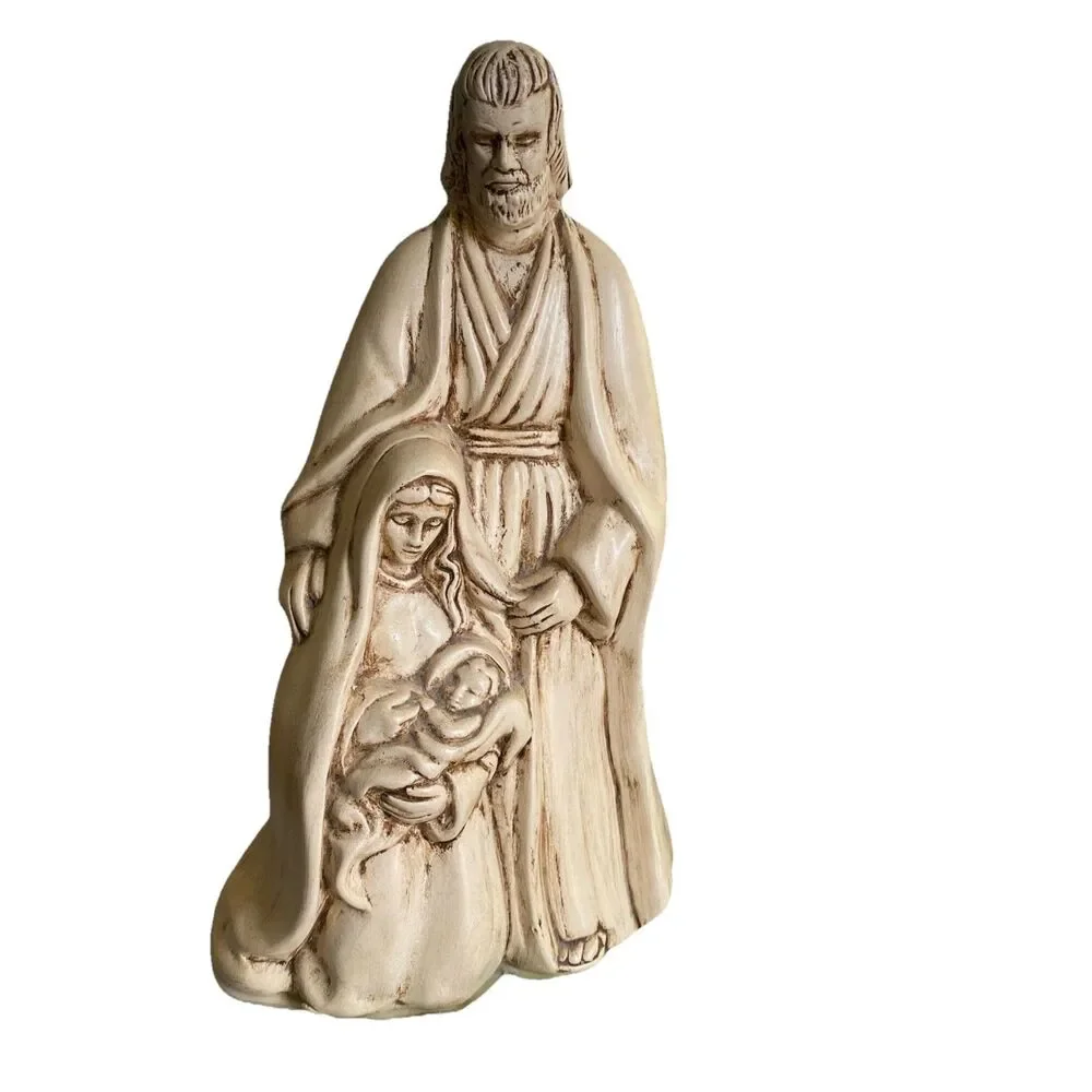 Vintage 1983 Holy Family Christmas Nativity Mary Joseph Baby Jesus Figure Marked