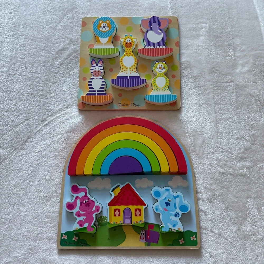 Melissa‎ & Doug Wooden Puzzle Bundle Blue's Clues Rainbow & Circus Animals