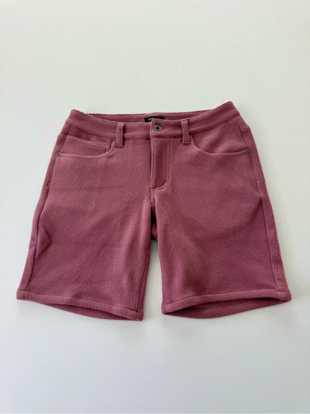Postmarc Men's Flat Front Ribbed Shorts in Dusty Rose