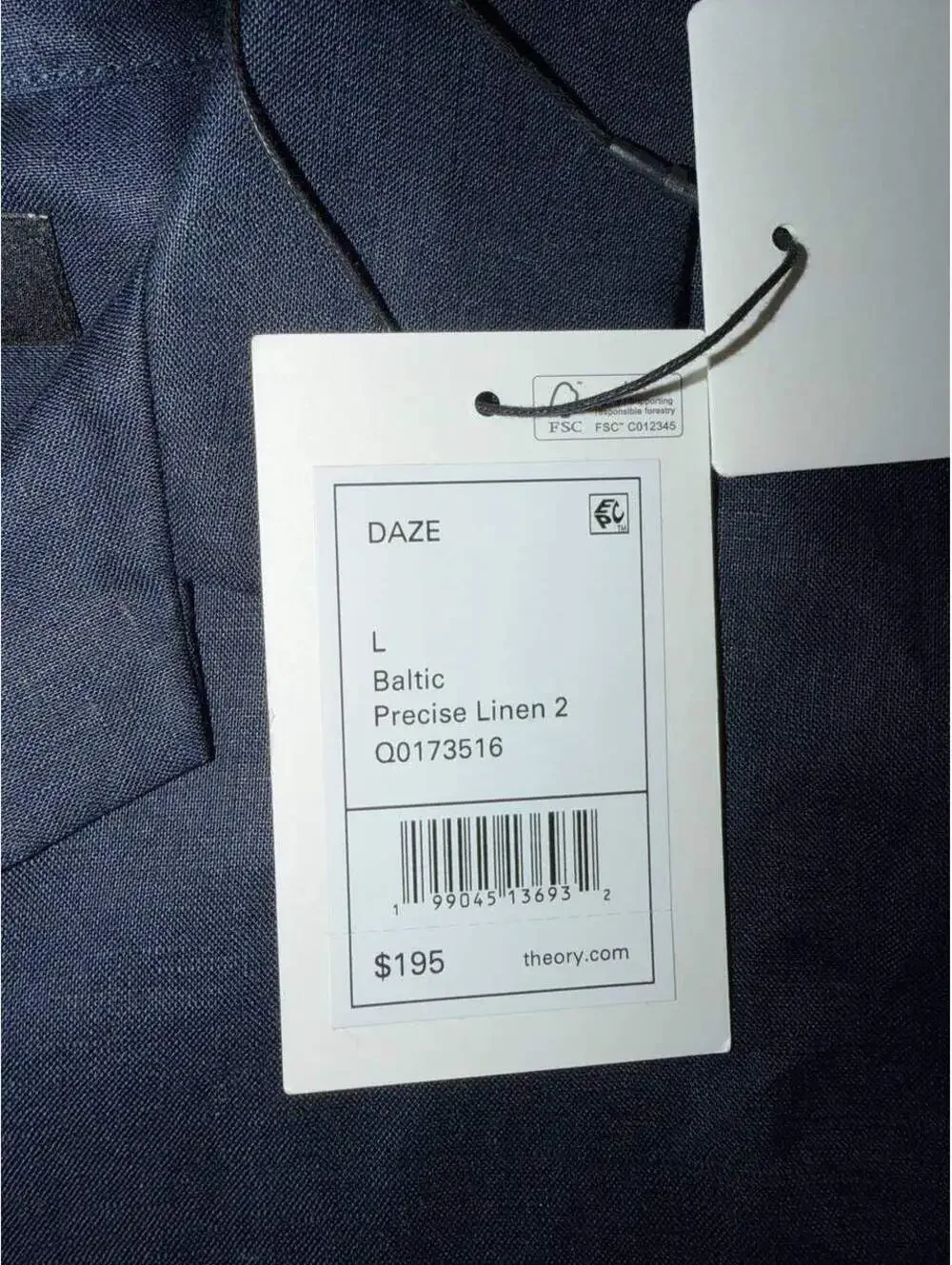 Theory Daze Linen Short-Sleeve Camp Collar Shirt Baltic Size L - New with tags