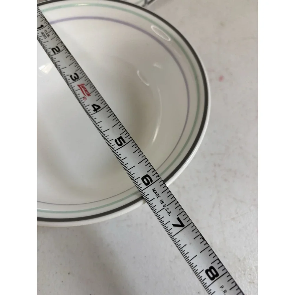 Corelle Cereal Soup  Bowls Black Rim Blue & Purple Stripes 6.25