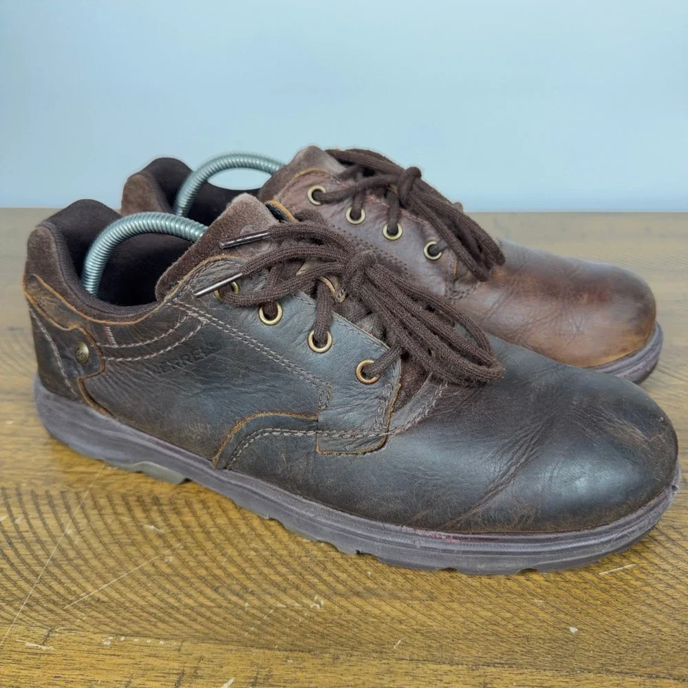 Merrell Shoes Mens 10.5 Brown Shetland Leather Oxford Hiking Casual Walking Y2K