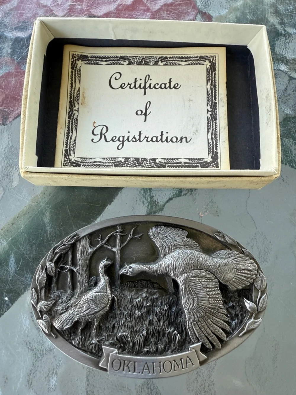 NWT - Oklahoma belt buckle with certificate of registration