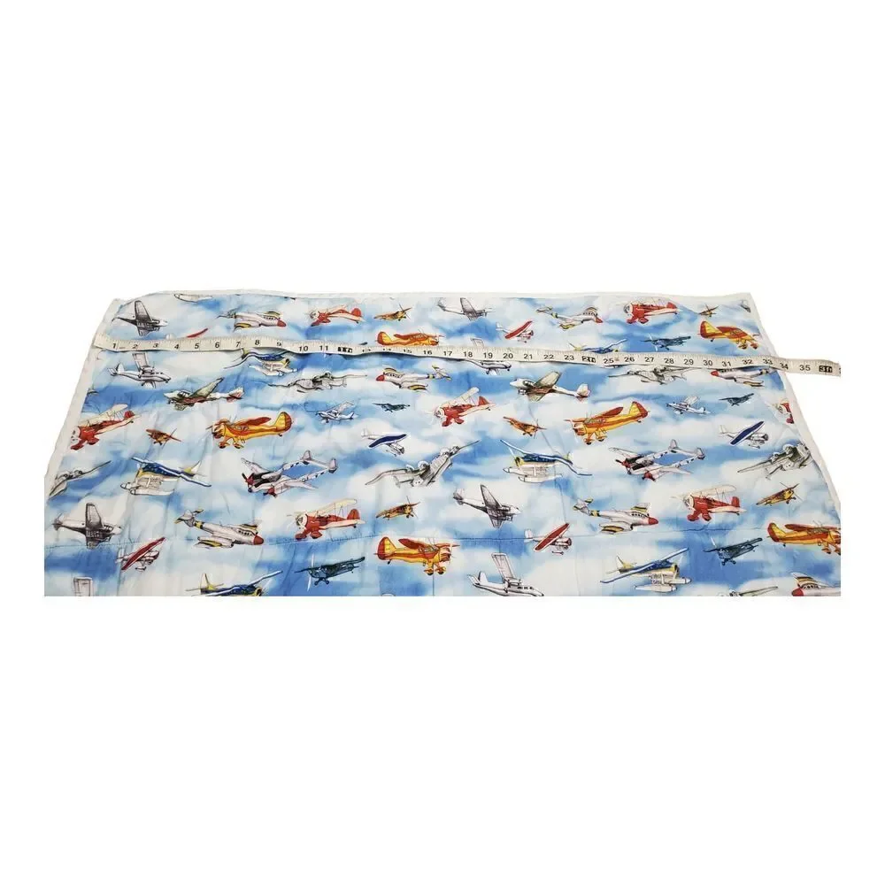 Reversible Baby Blanket Train Airplane Clouds Brown Blue Choo Choo Railroad