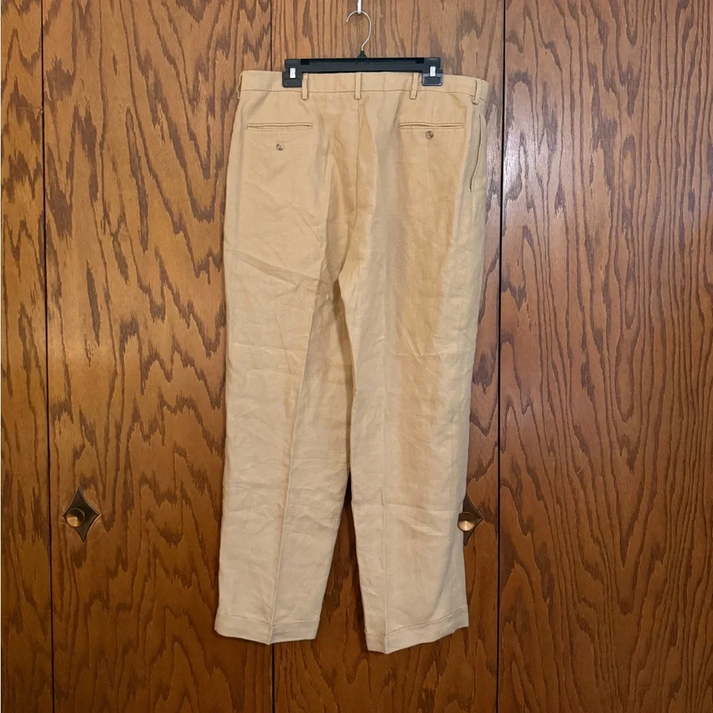 Polo Ralph Lauren 100% Linen Pants Khaki Beige Men 40x30 Lightweight Summer