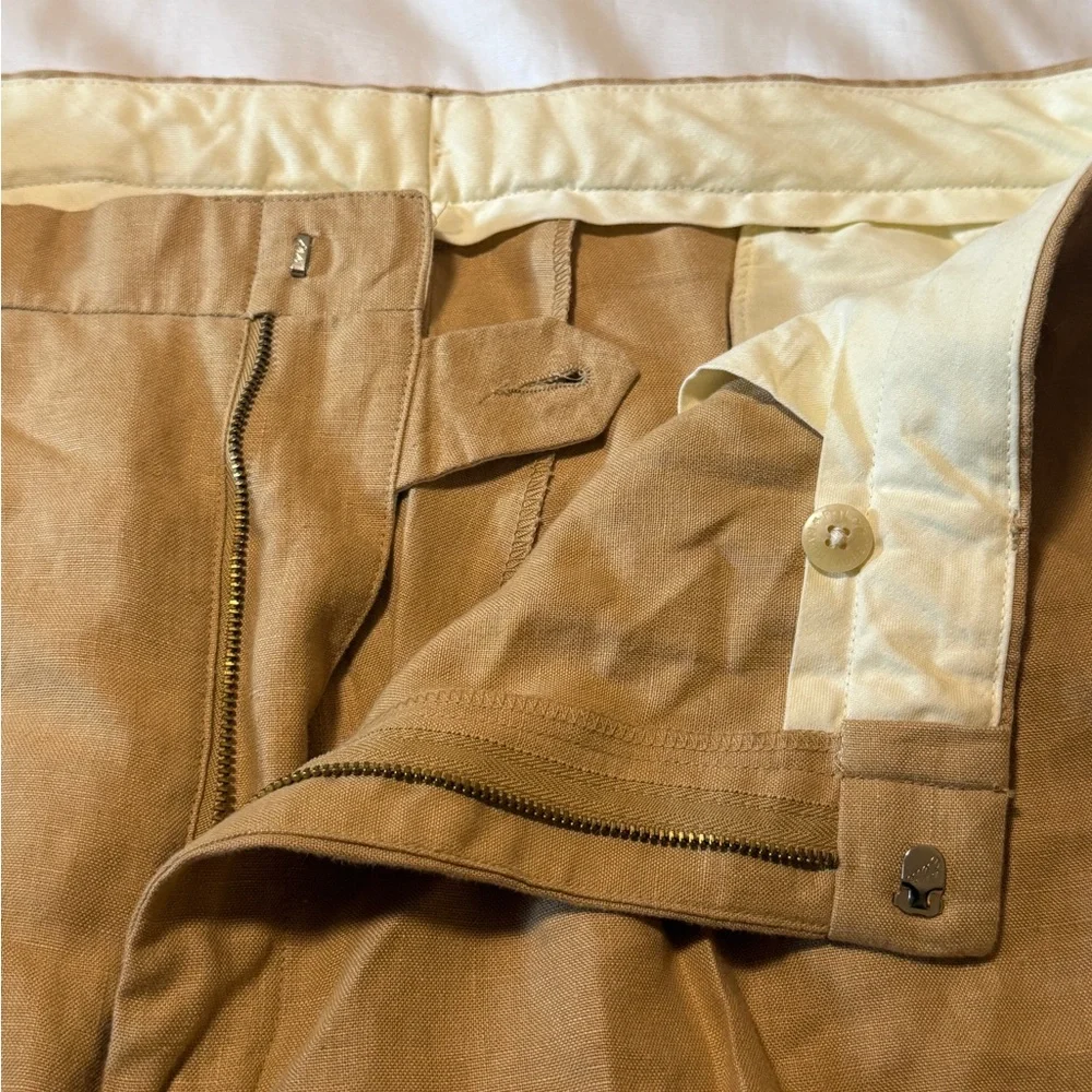 Polo Ralph Lauren 100% Linen Pants Khaki Beige Men 40x30 Lightweight Summer