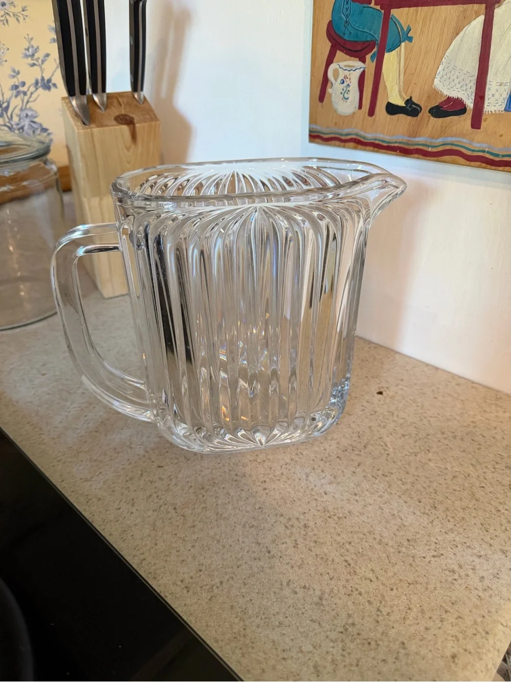 Villeroy & Boch Ribbed Crystal Quadra Art Deco Pitcher 32oz Rare