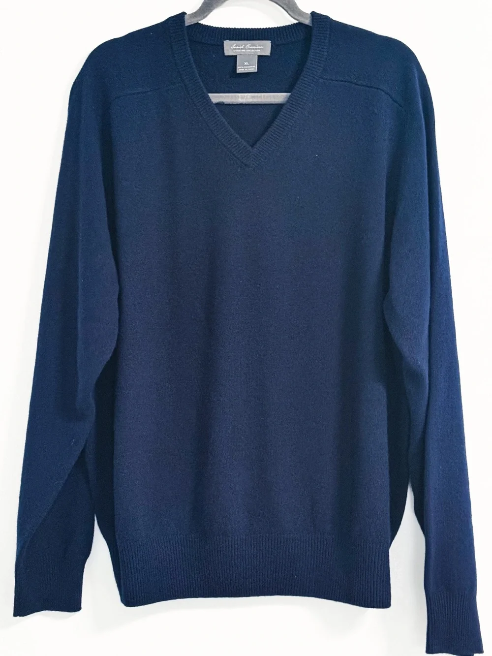 Daniel Cremieux Men’s XL 100% Cashmere V-Neck Sweater Navy Blue