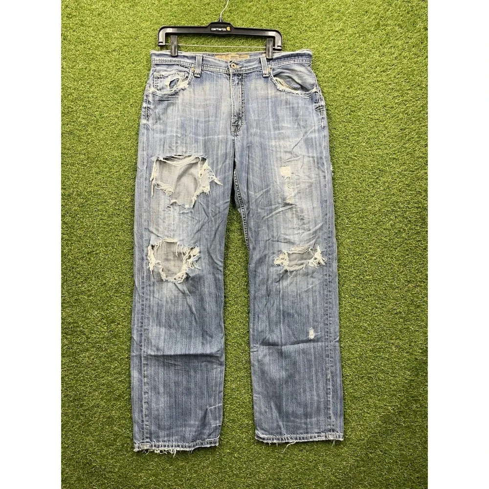 BKE Jeans Mens 36 Seth Straight Leg Affliction Y2K Medium Wash Distressed 2000s
