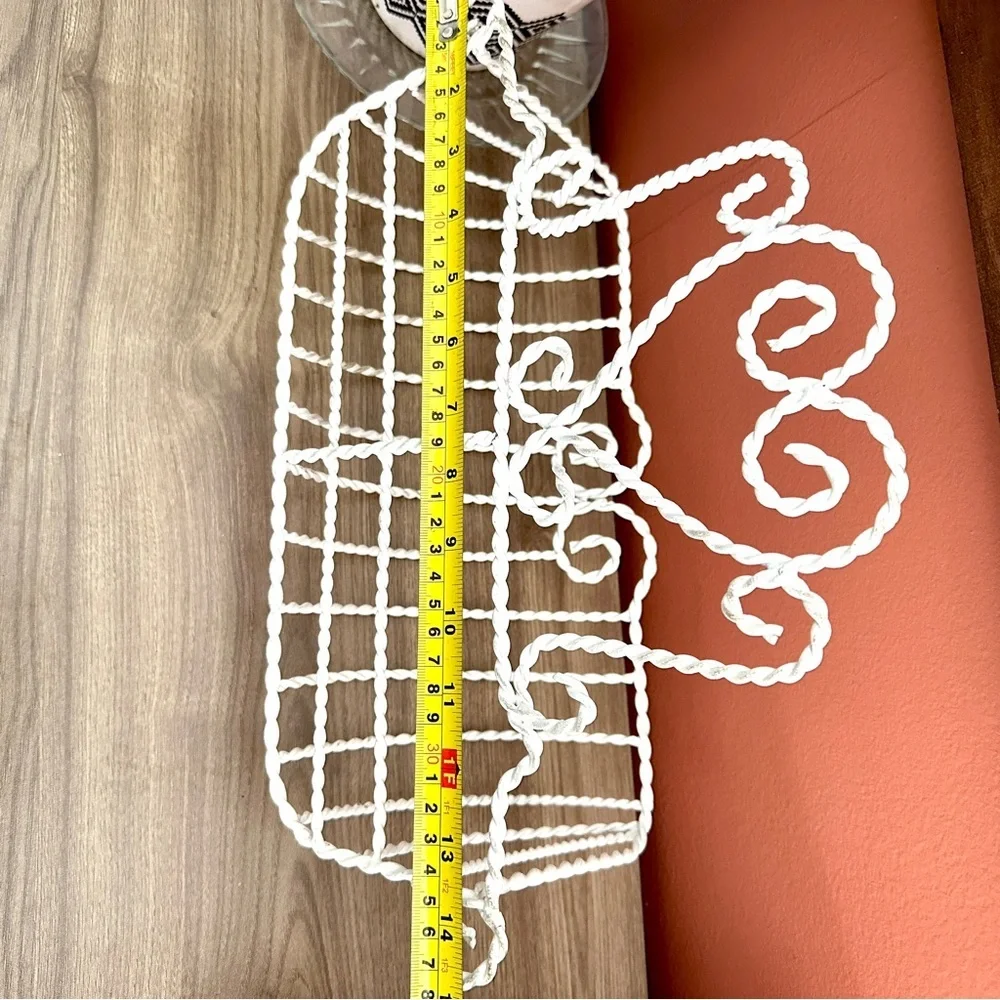 Vintage Wire Wall Basket Rustic Victorian White Heart Design Shabby Chic Planter