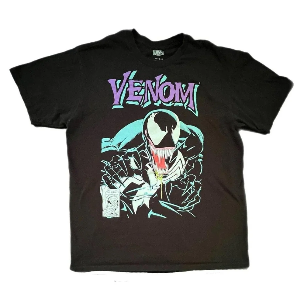 Marvel T-Shirt Black Venom Graphic Comic Print Large
