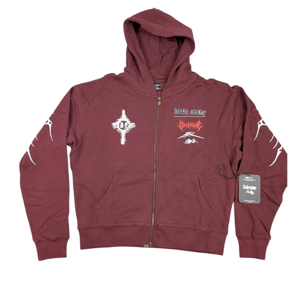Civil Regime x Death Note Ryuk Zip Up Hoodie Oxblood Mens Medium Womens New