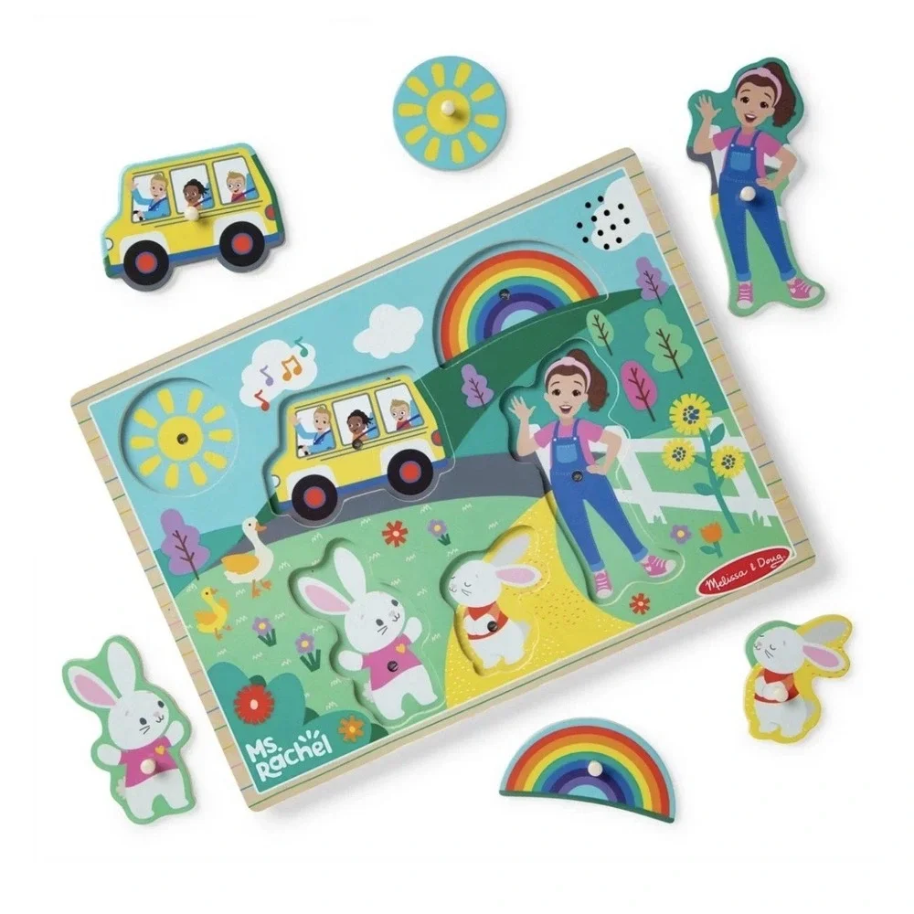 Ms. Rachel Melissa & Doug‎ Wooden Song Peg Puzzle Toys 6-Piece Light-Activated