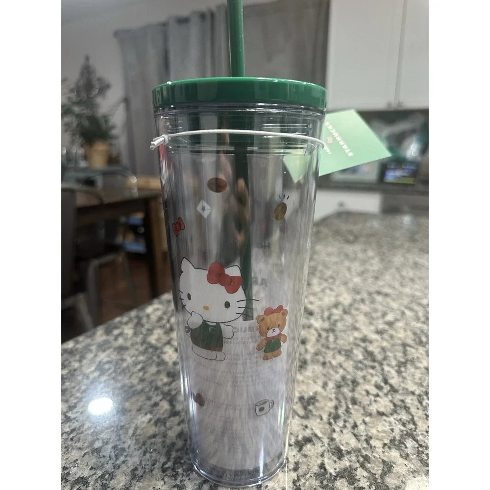 BRAND NEW‎ Starbucks HELLO KITTY Clear 24oz Tumbler 2025 Christmas Limited
