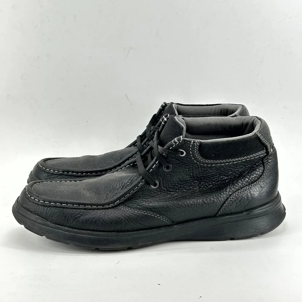 Clarks Boots Mens 13 M Black‎ Cotrell Chukka Ankle Lace Up Leather Casual